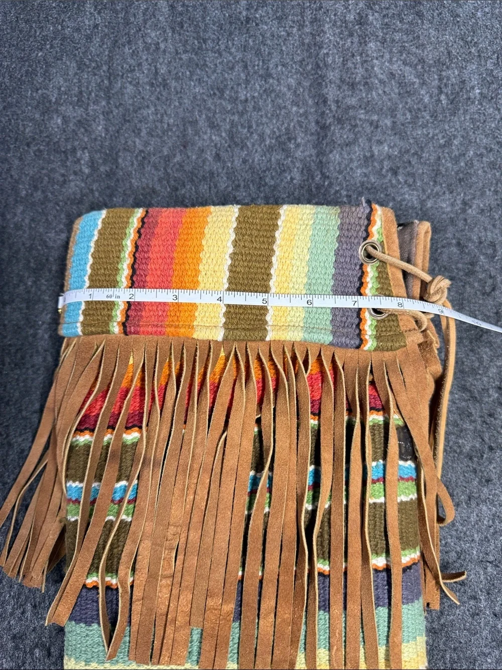 Boot Rugs Fringed Striped Knit Leg Warmers in Brown Multi - Brand Unidentified